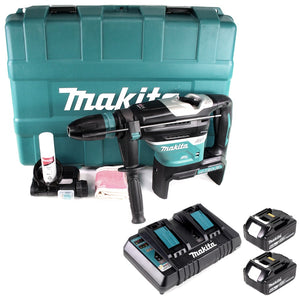 Makita DHR 400 PG2U 2 x 18 V / 36 V Li-Ion Akku Bohrhammer Kombihammer SDS-Max im Koffer + 2 x 6,0 Ah Akku + Doppelladegerät