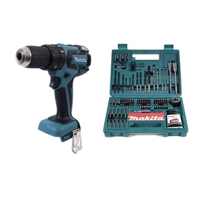 Makita DHP 459 Z Akku Schlagbohrschrauber 18V 45 Nm brushless Solo + Makita B-53811 Bit & Bohrer-Set 100-teilig