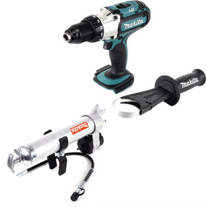 Makita DDF 451 Z 18 V Li-Ion Akku Bohrschrauber Solo + Makita Fettpresse passend zu 1/4" Innensechskant Aufnahme