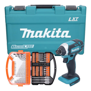 Makita DTD 152 Z Akku Schlagschrauber ( 18 V 165 Nm 1/4" ) inkl. Koffer + WellCut 101 tlg. Bit- und Bohrer Set