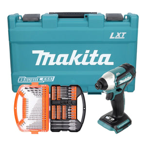 Makita DTD 155 Z Akku Schlagschrauber ( 18 V 140 Nm 1/4" Brushless ) inkl. Koffer + WellCut 101 tlg. Bit- und Bohrer Set