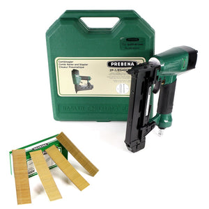 Prebena Druckluftnagler 2P-J/ES 40 COMBI 5 bis 7 Bar - im Transportkoffer + Prebena J 30 CNKHA Stauchkopfnägel Brads 30mm 5000 Stück
