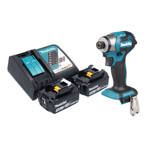 Makita DTD 173 RF Akku Schlagschrauber 18 V 180 Nm 1/4“ Brushless + 2x Akku 3,0 Ah + Ladegerät