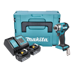 Makita DTD 173 SFJ Akku Schlagschrauber 18 V 180 Nm 1/4“ Brushless + 2x Akku 3,0 Ah + Ladegerät + Makpac