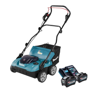 Makita UV 001 GT201 Akku Vertikutierer 40 V max. XGT 38 cm 50 l Brushless + 2x Akku 5,0 Ah + Ladegerät