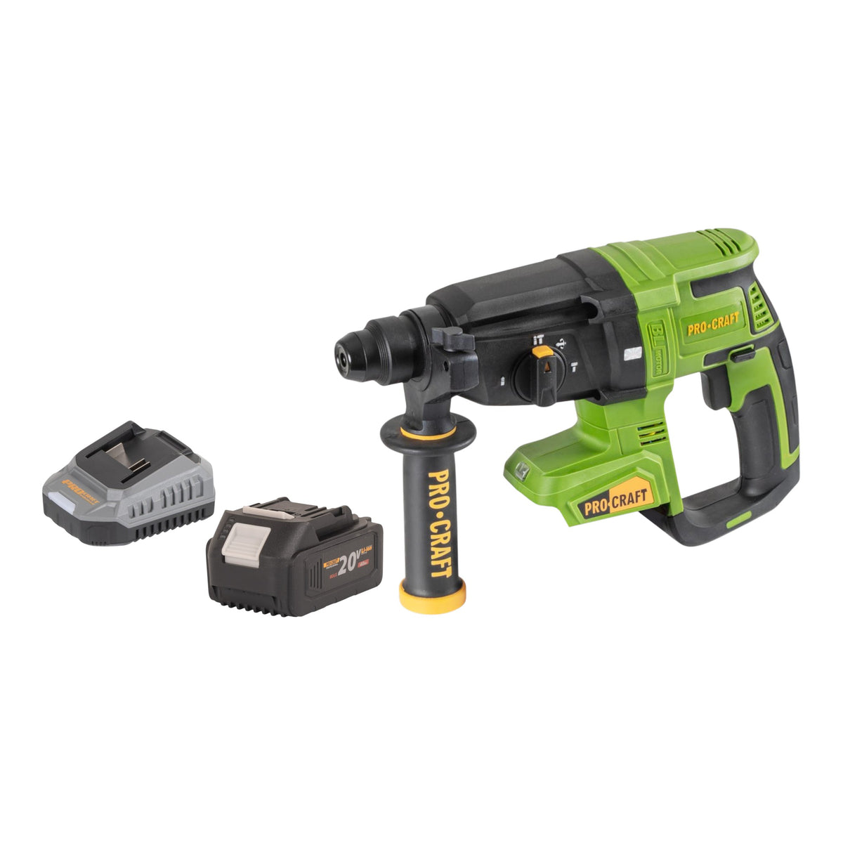 Procraft PHA40bb Akku Bohrhammer 20 V 2,6 J SDS plus Brushless + 1x Akku 4,0 Ah + Ladegerät