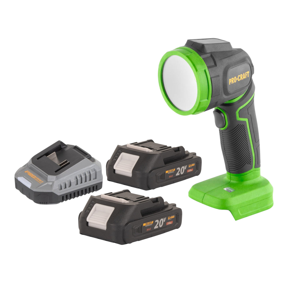 Procraft LL18bb Akku LED Strahler 20 V 300 lm + 2x Akku 2,0 Ah + Ladegerät
