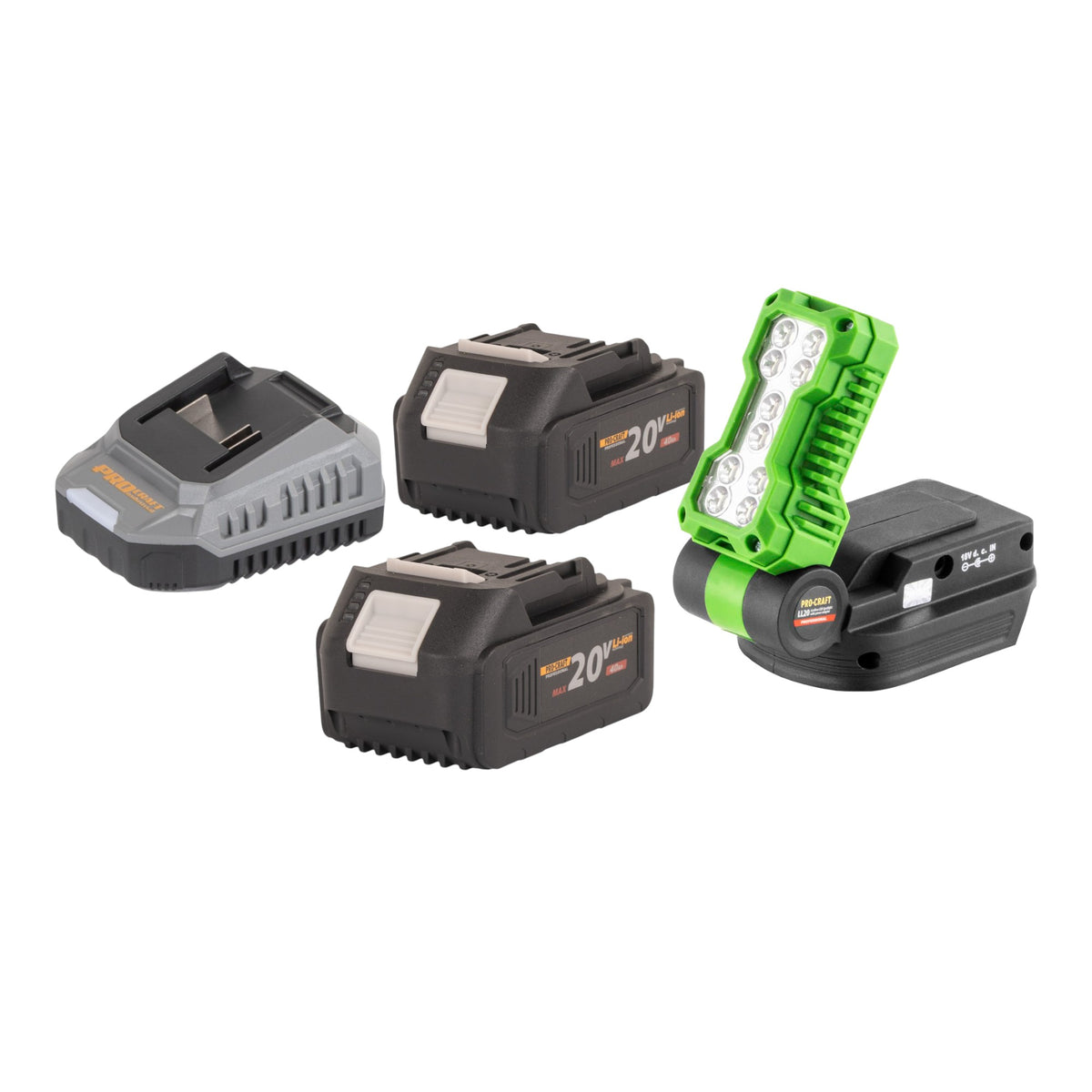 Procraft LL20bb Akku LED Strahler 20 V 500 lm + 2x Akku 4,0 Ah + Ladegerät