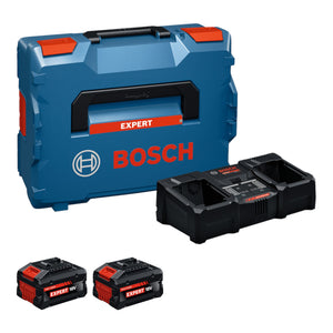 Bosch EXPERT 2x EXBA18V-55 + EXAL18V2-320 Starter Set 18 V + 2x Akku 5,5 Ah + Ladegerät 16 A + L-Boxx