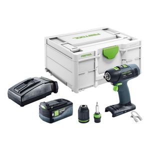 Festool T 18+3-Basic Akku Bohrschrauber 18 V 50 Nm Brushless + 1x Akku 5,0 Ah + Ladegerät + Systainer