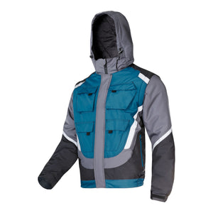 LAHTI PRO Gepolsterte Arbeitsjacke mit Reflexstreifen Größe XXXL ( L4092406 ) schwarz grau türkis