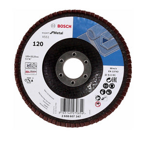 Bosch Fächerschleifscheiben X551 Expert for Metal 125mm, K120, 100 Stück ( 100x 2608607347 )