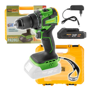 Procraft PA20Li Akku Bohrschrauber 20 V 50 Nm Brushless + 1x Akku 2,0 Ah + Ladegerät + Koffer