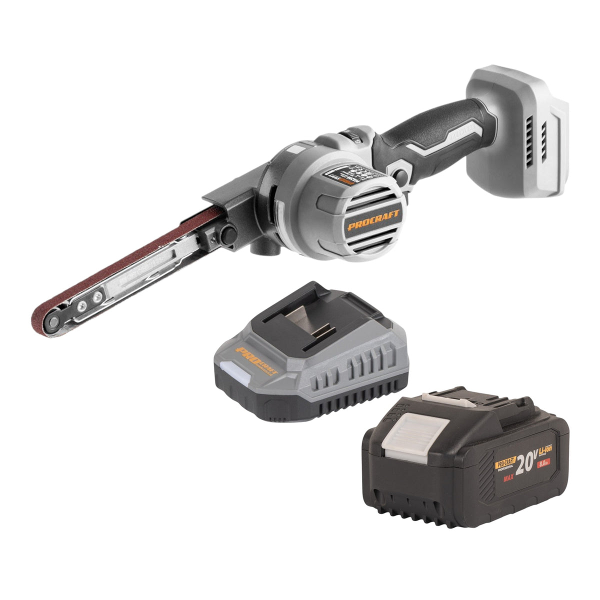 ProCraft Industrial PFA20A-BB Akku Bandfeile 20 V 13 x 457 mm Brushless + 1x Akku 8,0 Ah + Ladegerät