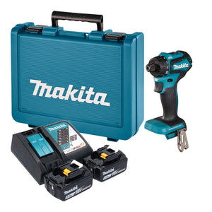 Makita DDF 083 RTE Akku Bohrschrauber 18 V 40 Nm 1/4'' Brushless + 2x Akku 5,0 Ah + Ladegerät + Koffer