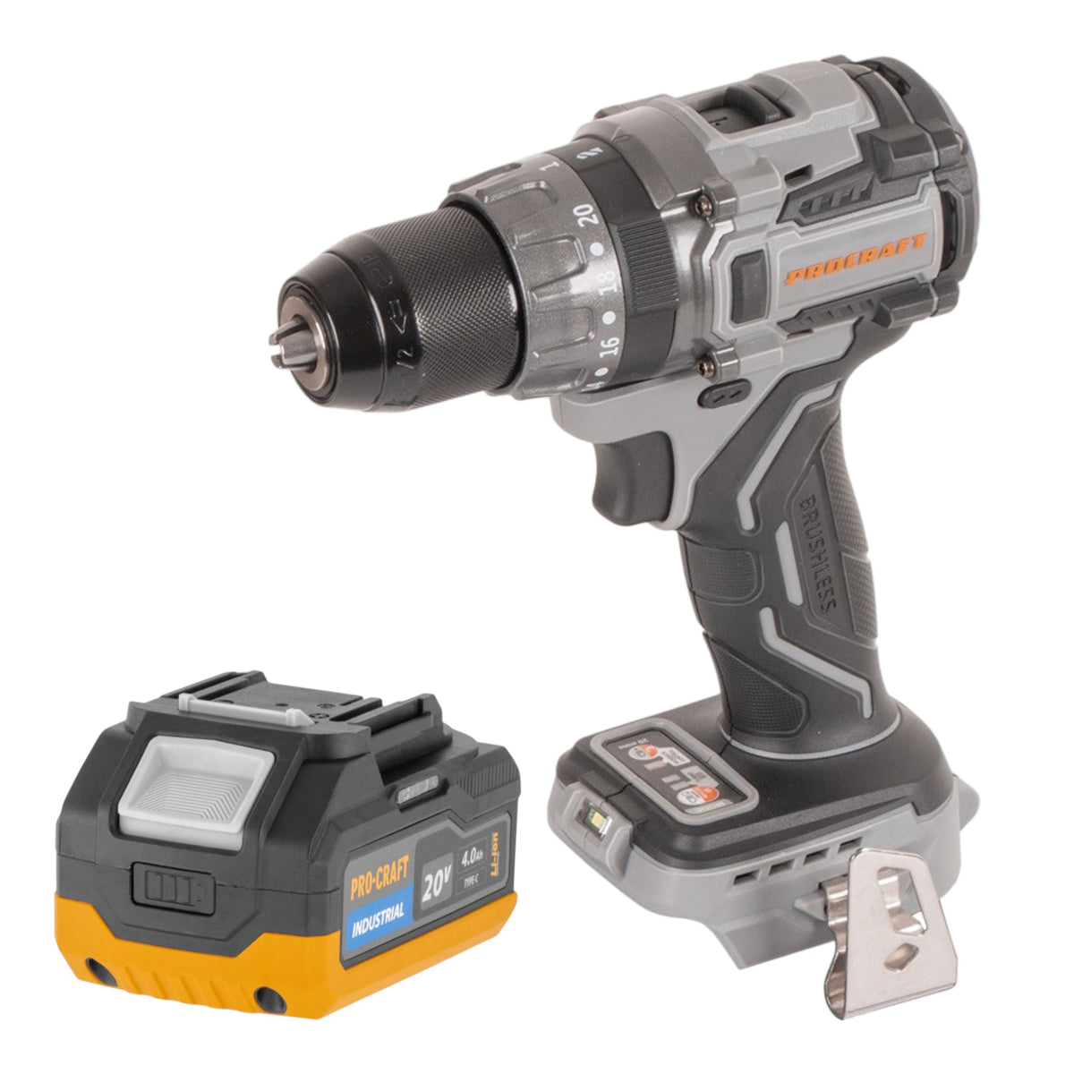 Procraft Industrial CD20Abb Akku Schlagbohrschrauber 20 V 85 Nm + 1x Akku 4,0 Ah - ohne Ladegerät