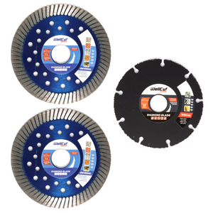 WellCut Diamant Trennscheiben Set 115x22,2mm mit 2x Universal turbo ( 888 - 115 / 22 ) + Special ( 334 - 115 / 22 )
