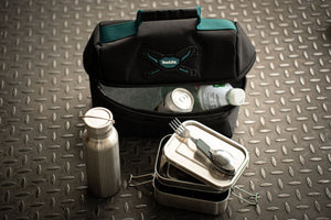 Toolbrothers Fan Lunchpaket in Makita Kühltasche mit Edelstahl Brotdose mit Trennfächern und Edelstahldeckel 1200 ml + Edelstahl Trinkflasche 500 ml + 4 in 1 Multifunktions Besteck