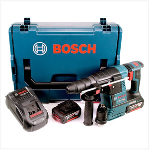 Bosch GBH 18V-26 F Akku Bohrhammer 18V 2,6J SDS-Plus in L-Boxx mit 2x 6Ah Akku, Ladegerät und Meißel Set
