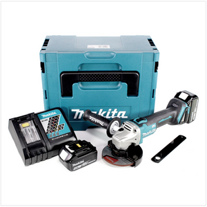 Makita DGA 506 RTJ Akku Winkelschleifer 18 V 125 mm Brushless + 2x Akku 5,0 Ah + Ladegerät + Makpac
