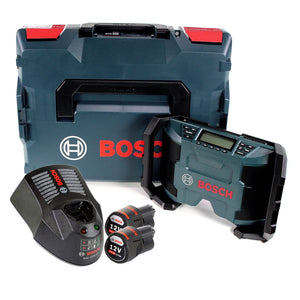 Bosch GPB 12V-10 Akku Baustellenradio 12V + 2x Akku 3,0Ah + Ladegerät + L-Boxx