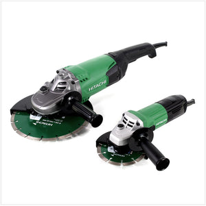 Hitachi Winkelschleifer Set 2.0 G 23ST 230 mm - 2000 W + G 13STA 125 mm - 600 W inkl. 2 x Diamant Trennscheibe