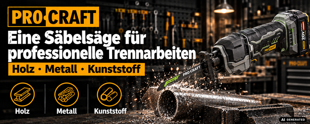 Procraft Industrial RS20Abb Recipro Säbelsäge 20 V Brushless Solo - ohne Akku, ohne Ladegerät