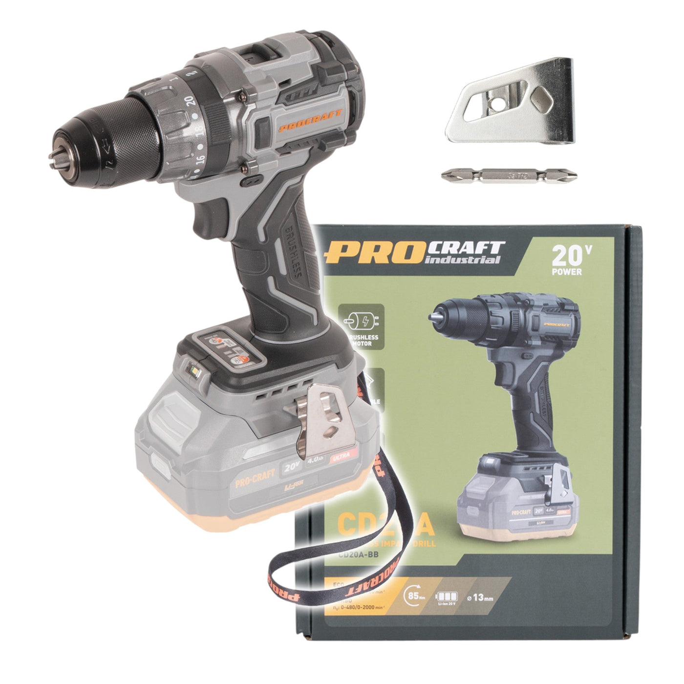 Procraft Industrial CD20Abb Akku Schlagbohrschrauber 20 V 85 Nm Solo - ohne Akku, ohne Ladegerät
