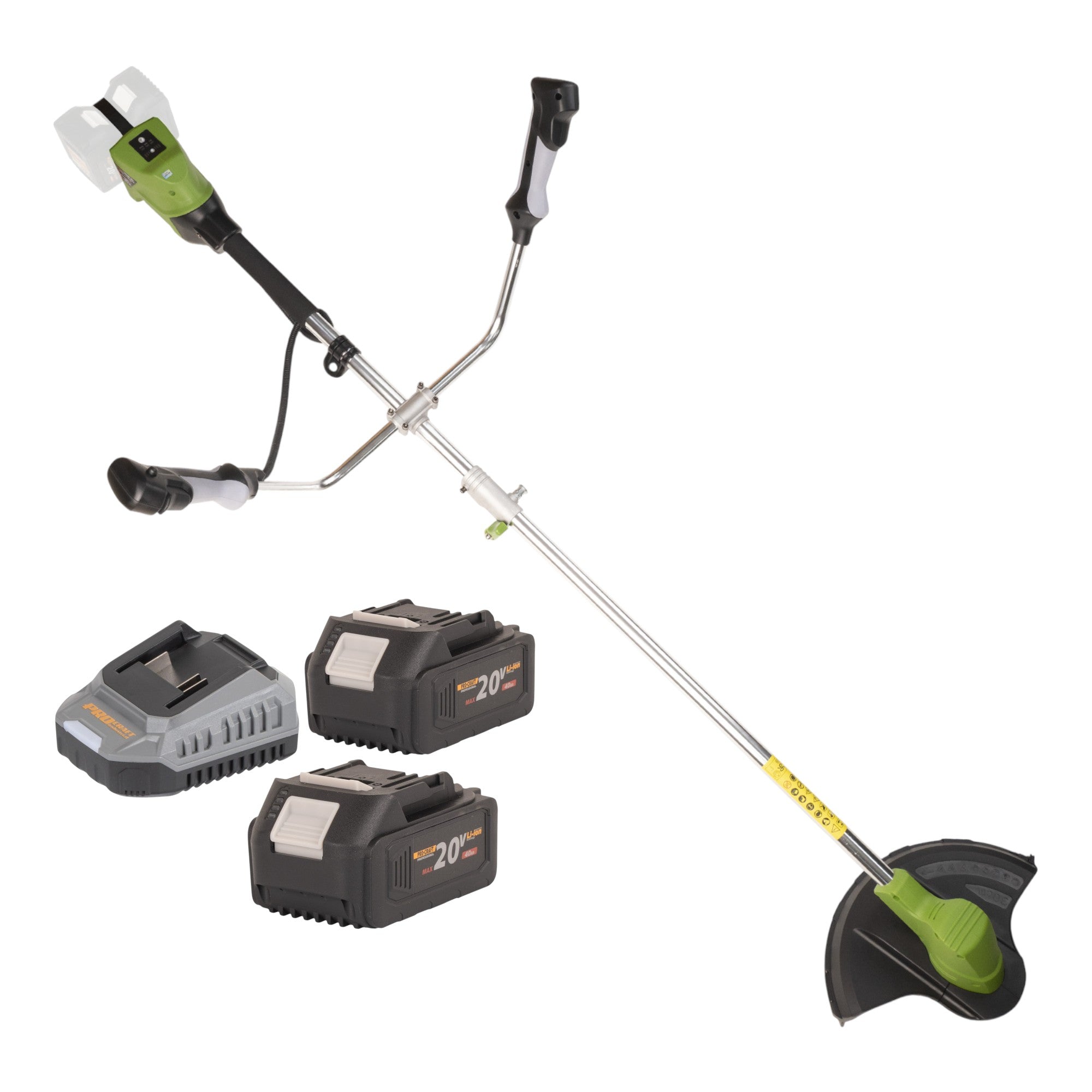 Procraft PTA40 Akku Freischneider 40 V ( 2x 20 V ) 300 mm Brushless + 2x Akku 4,0 Ah + Ladegerät