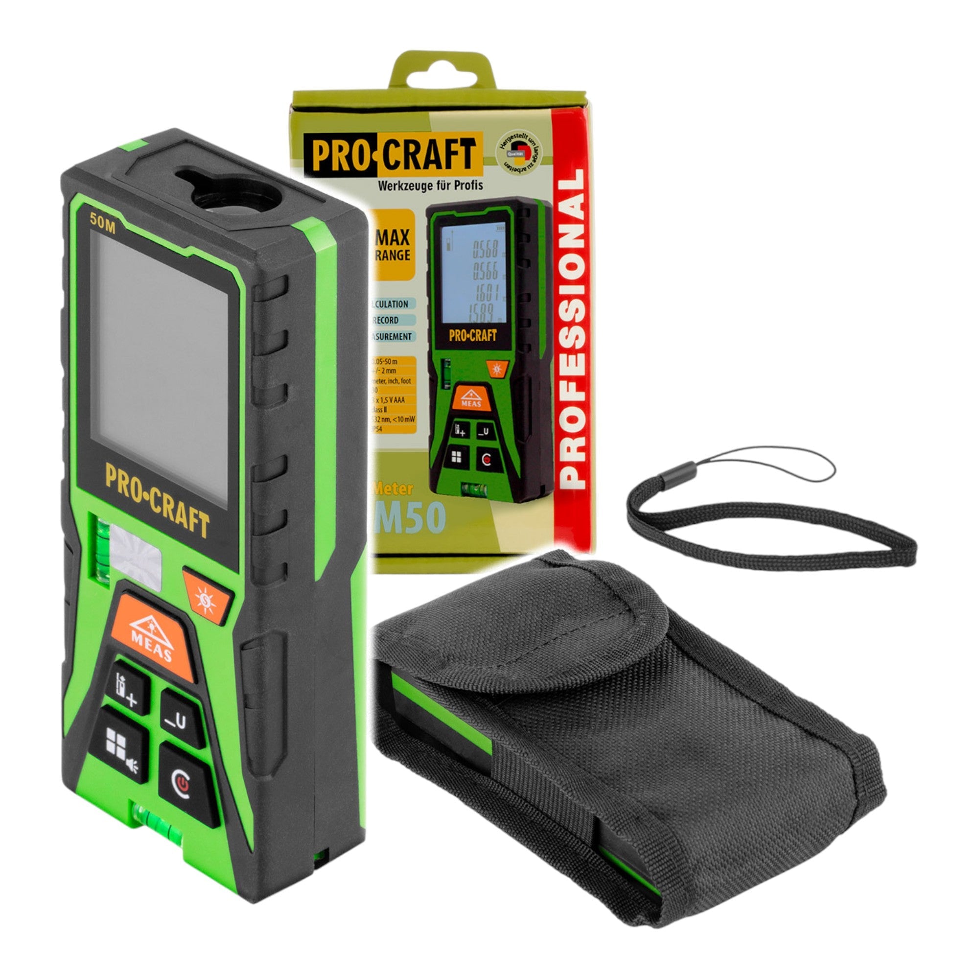 Procraft PLDM50 Laser Entfernungsmesser 50 m + Tasche