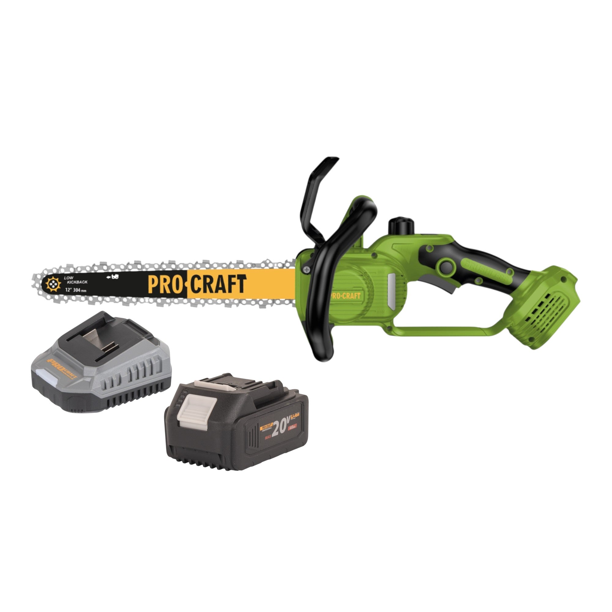 Procraft PKA33-BB Akku Kettensäge 20 V 304 mm Brushless + 1x Akku 4,0 Ah + Ladegerät