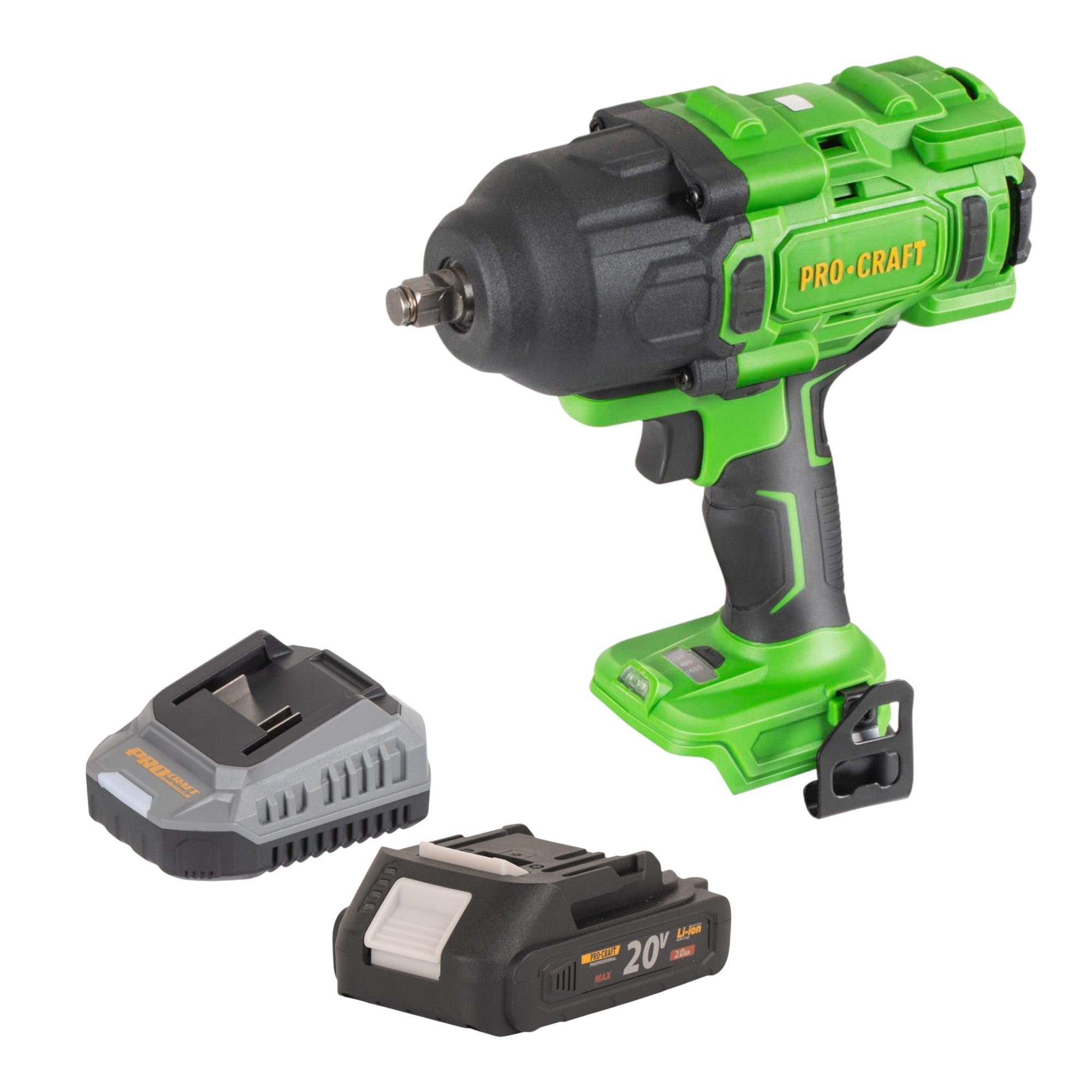 Procraft PWA80bb Akku Schlagschrauber 20 V 1600 Nm 1/2" Brushless + 1x Akku 2,0 Ah + Ladegerät