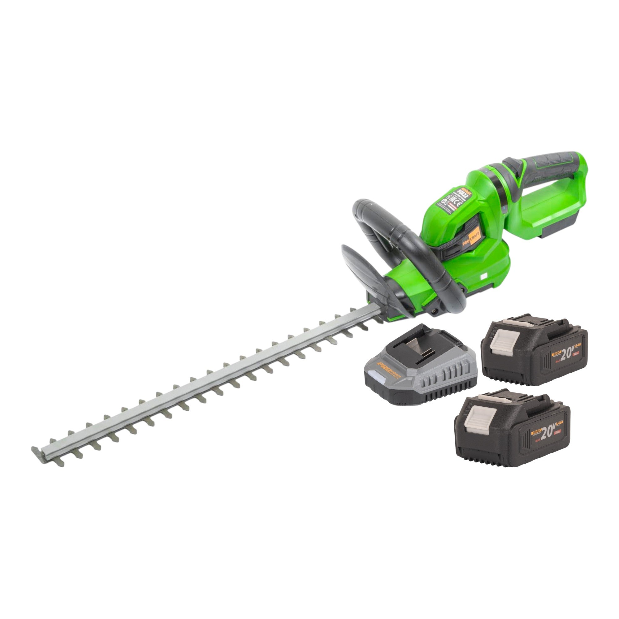 Procraft PZA22 Akku Heckenschere 20 V 510 mm + 2x Akku 4,0 Ah + Ladegerät