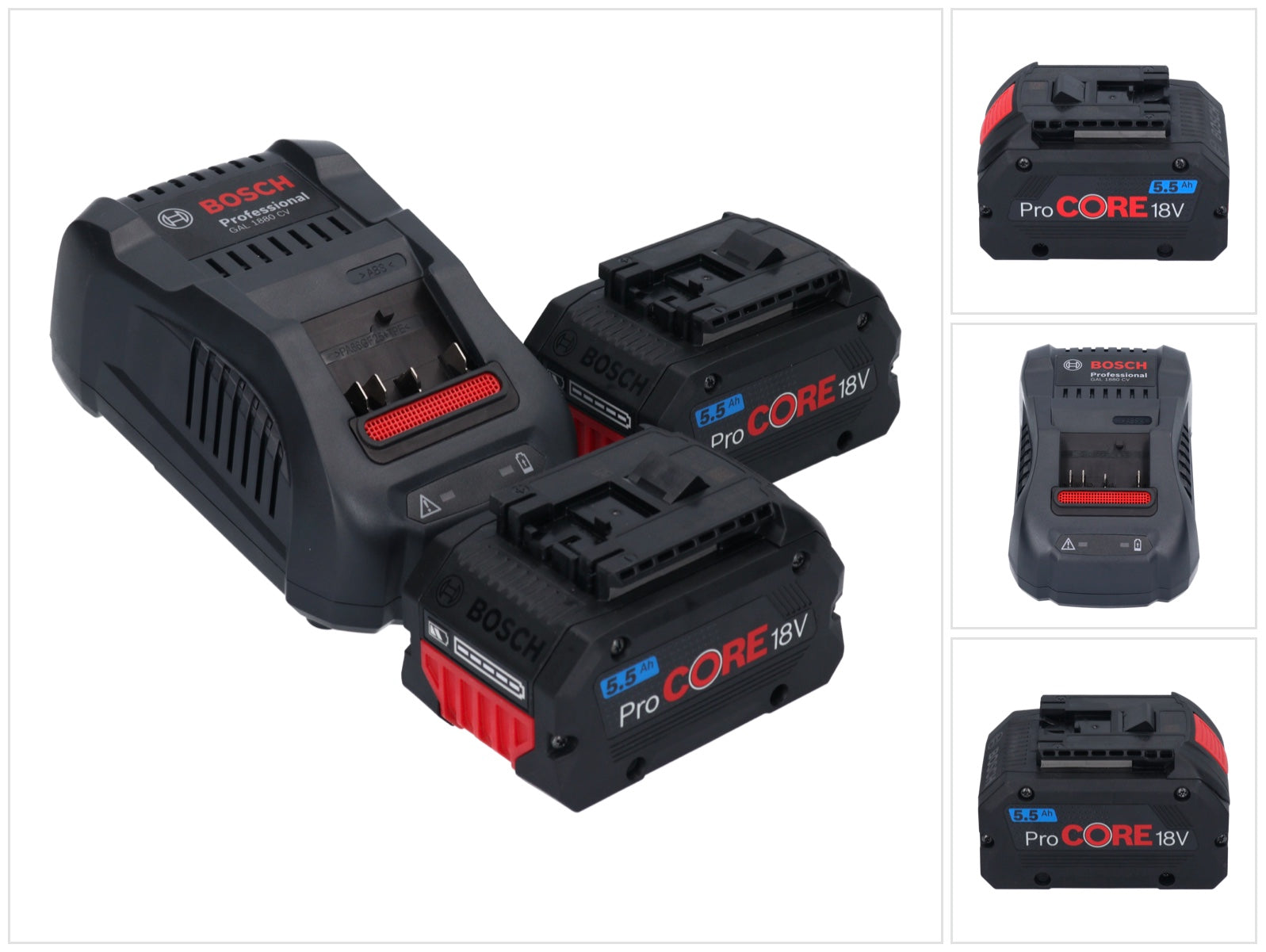 Bosch Starter Set 2x ProCORE 18 V 5,5 Ah Professional Akku + GAL 1880 CV Ladegerät ( 1600A0214C )
