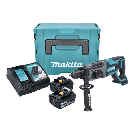 Makita DHR 241 RTJ Akku Bohrhammer 18 V 2,0 J SDS plus + 2x Akku 5,0 Ah + Ladegerät + Makpac - Toolbrothers