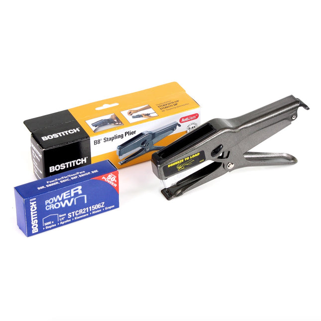 Bostitch Pro B8 Hochleistungsheftzange Tacker STCR2115 + 5.000 Stk. Heftklammern 6 mm 1/4" - Toolbrothers