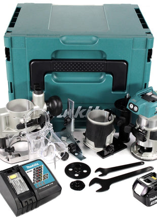 Makita DRT 50 RF1J X2 18 V Li-Ion Akku Brushless Multifunktionsfräse im Makpac inkl. Fräsmodule + 1x 3,0 Akku + Ladegerät - Toolbrothers