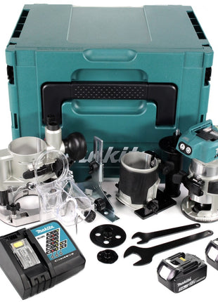 Makita DRT 50 RFJ X2 18 V Li-Ion Akku Brushless Multifunktionsfräse im Makpac inkl. Fräsmodule + 2x 3,0 Akku + Ladegerät - Toolbrothers