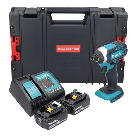 Makita DTD 152 SFJ-R cordless impact wrench 18 V 165 Nm 1/4" + 2x rechargeable battery 3.0 Ah + charger + RHINO