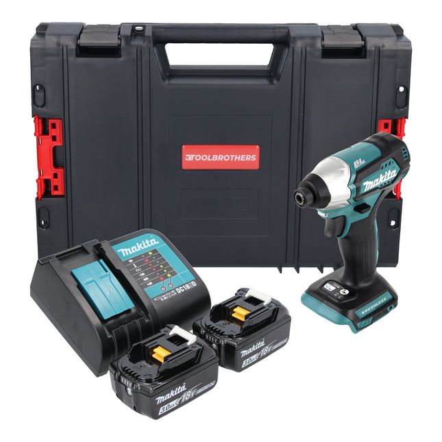 Makita DTD 155 SFJ-R cordless impact wrench 18V 140Nm brushless + 2x rechargeable battery 3.0 Ah + charger + RHINO