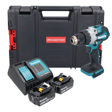 Makita DHP 489 SFJ-R cordless impact drill 18 V 73 Nm brushless + 2x rechargeable battery 3.0 Ah + charger + RHINO