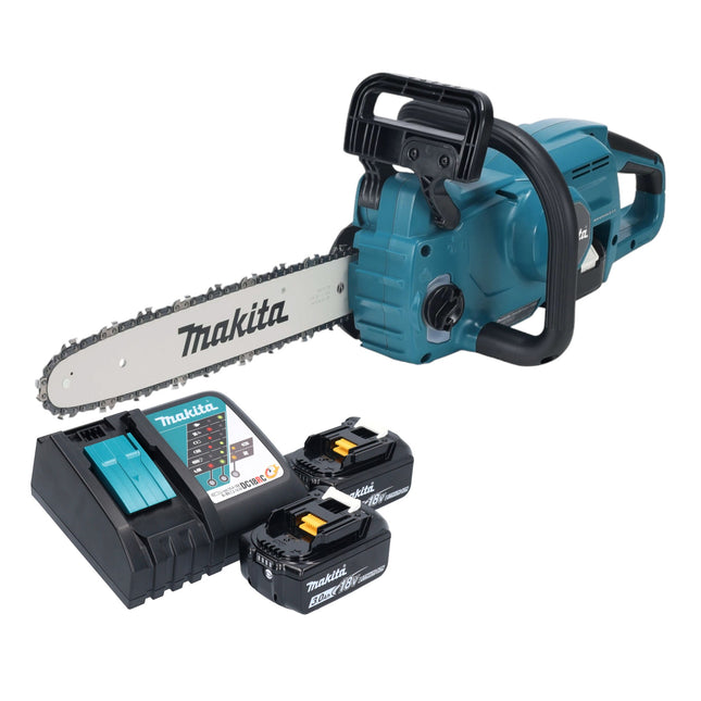 Makita DUC 357 RF2X3 Motosierra sin cable 18 V 35 cm sin escobillas + 2x batería 3.0 Ah + cargador
