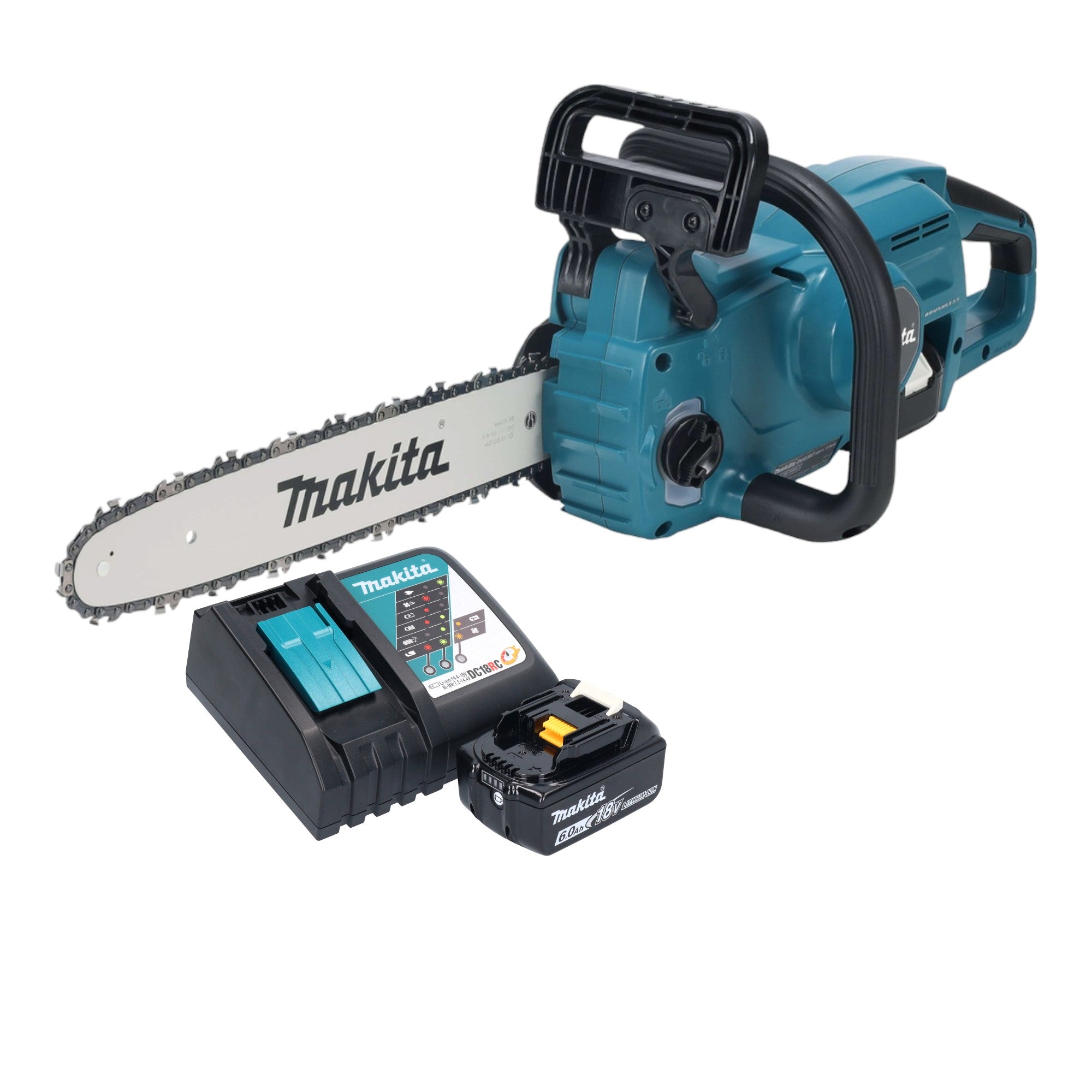 Makita DUC 357 RGX3 Akku Kettensaege 18 V 35 cm Brushless 1x Akku 6 0 Ah Ladegeraet 0 - toolbrothers