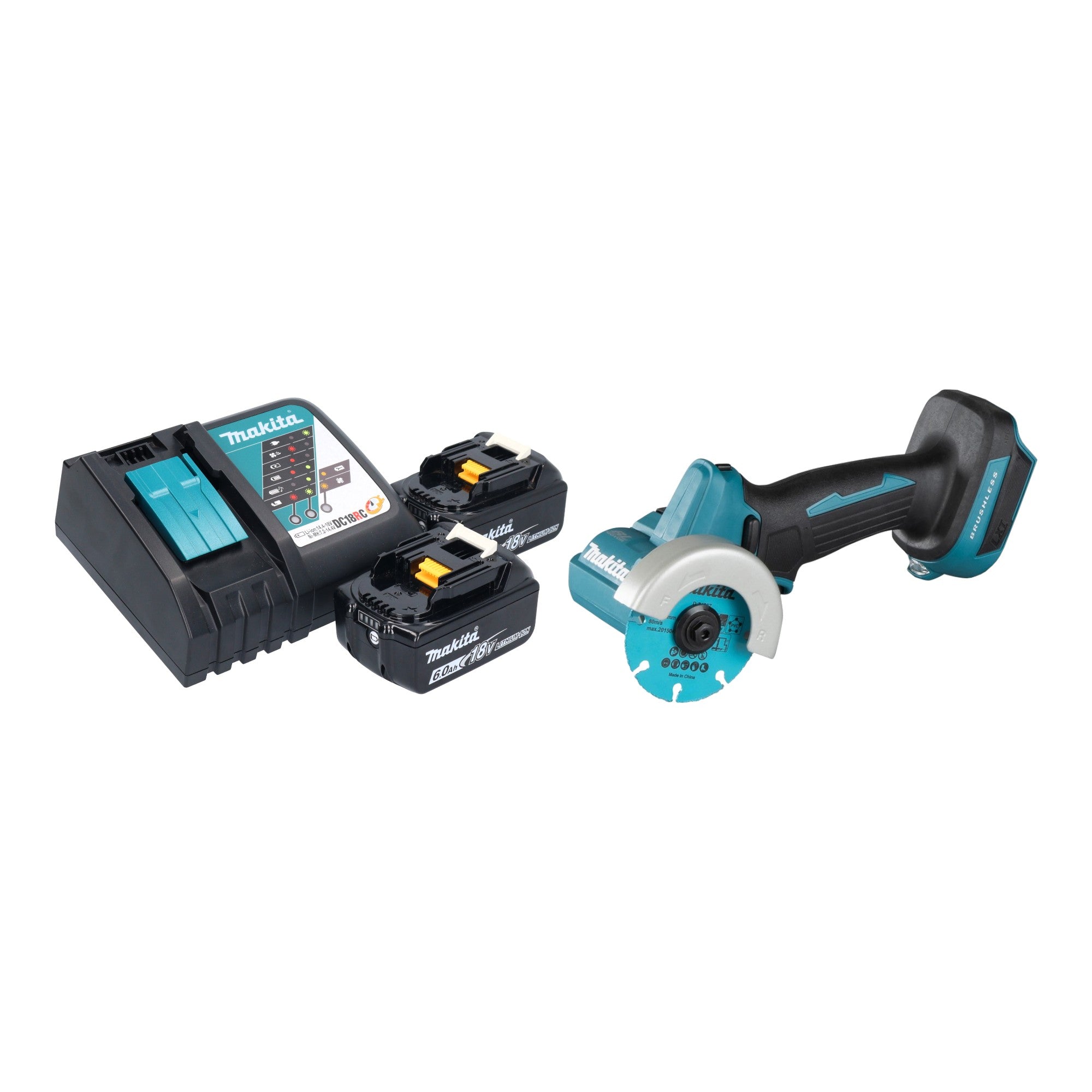 Makita DMC 300 RG Akku Winkelschleifer 18 V 76 mm Brushless 2x Akku 6 0 Ah Ladegeraet 0 - toolbrothers