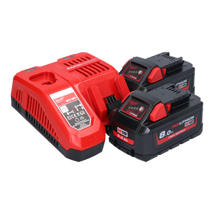Lijadora de banda a batería Milwaukee M18 FBTS75-802X 18 V 75 x 457 mm sin escobillas + 2x batería 8,0 Ah + cargador + caja HD