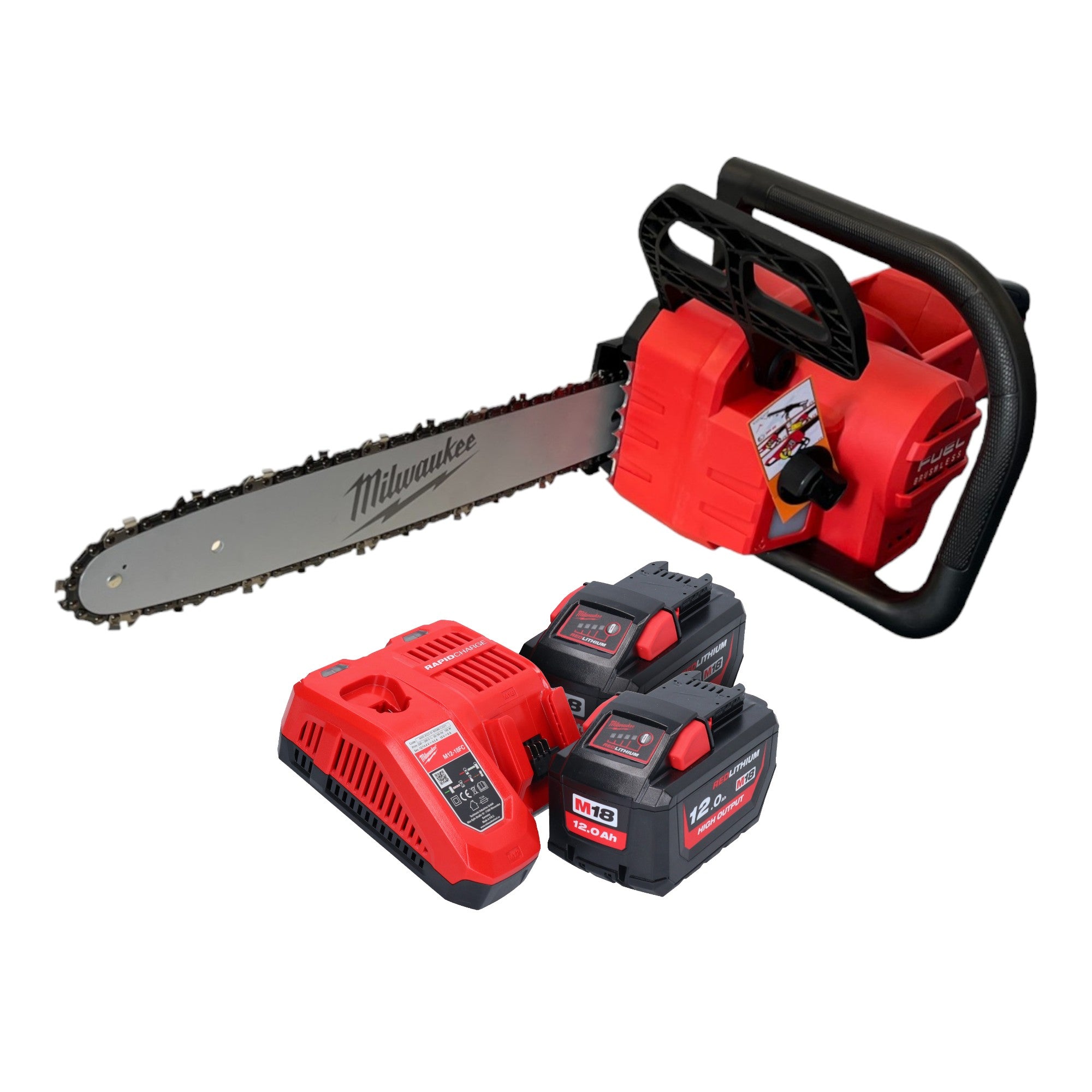 Milwaukee M18 FCHS 122 Akku Kettensaege 18 V 40 cm Brushless 2x Akku 12 0 Ah Ladegeraet 0 - toolbrothers