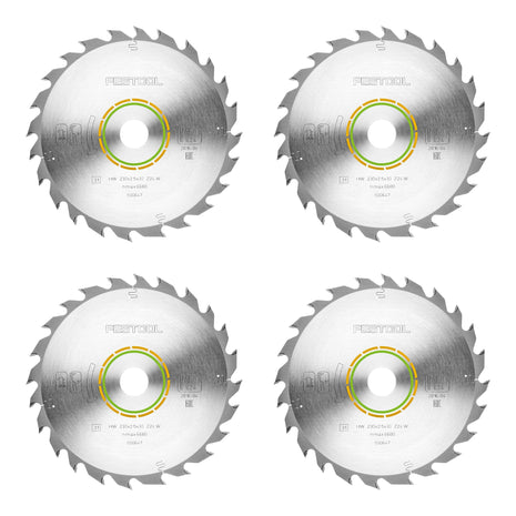 Festool HW 230x2.5x30 W24 circular saw blade WOOD STANDARD 4 pcs. ( 4x 500647 ) 230 x 2.5 x 30 mm 24 teeth for all wood-based materials, building material boards, soft plastics, rough cut