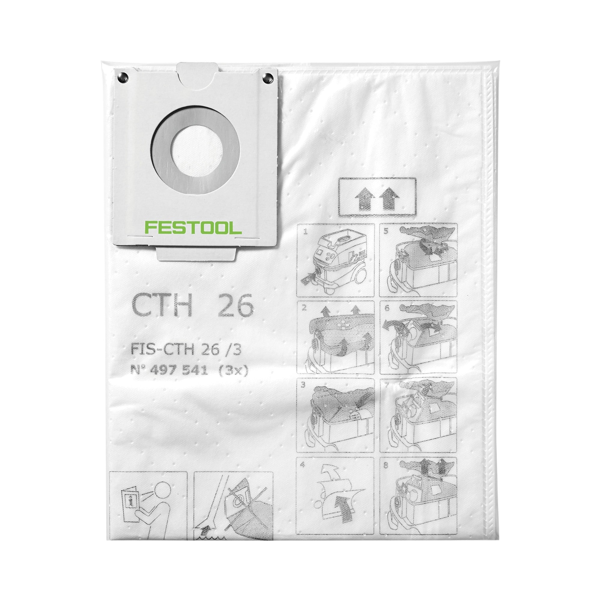 Festool FIS CTH 48 3 Sicherheits Filtersack 6 Stk Staubklasse H 2x 497542 fuer Absaugmobil CTH 48 0 - toolbrothers