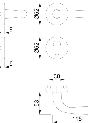 Juego de rosetas HOPPE Maribor 1766 / 17KV/17KVS aluminio F1 (3000203145)