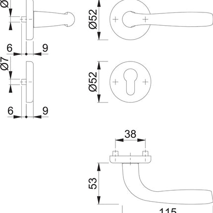 Juego de rosetas HOPPE Maribor 1766 / 17KV/17KVS Aluminio F1 ( 3000203145 )